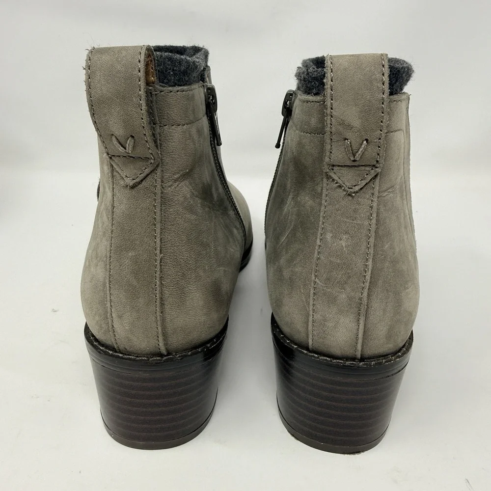 Vionic Joslyn Womens Ankle Zip Boots 7.5W Weather Resistant Leather Wool Accent